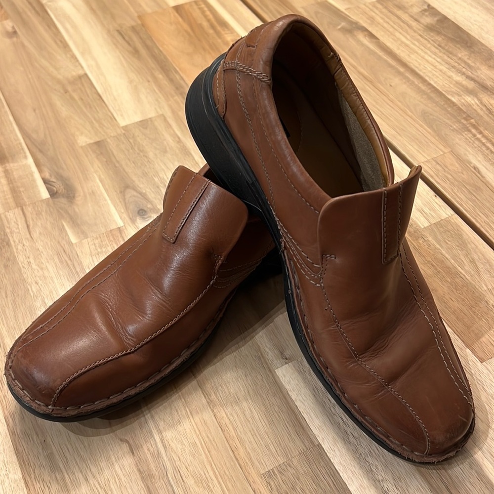 Clarks Tan Slip On Dress Shoes